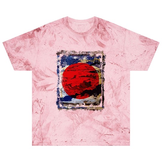 Japan Flag Red Circle Blue Mountain Collage Art 74 Blast T Shirts