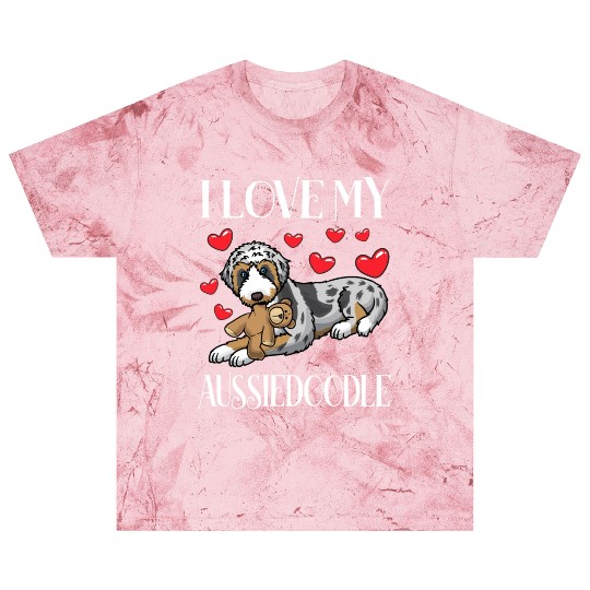 Aussiedoodle Dog With Stuffed Animal Blast T Shirts