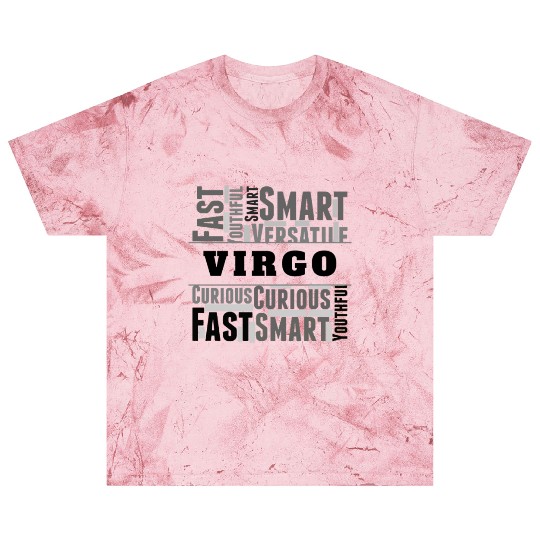 Virgo Zodiac Star Sign Word Cloud Square Monochrom Blast T Shirts