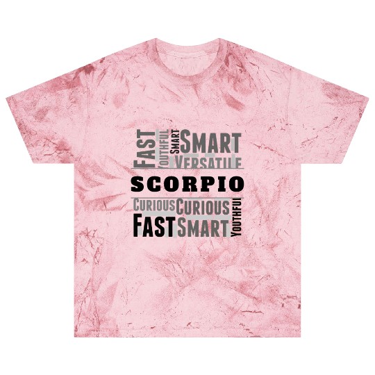 Scorpio Zodiac Star Sign Word Cloud Square Monochr Blast T Shirts