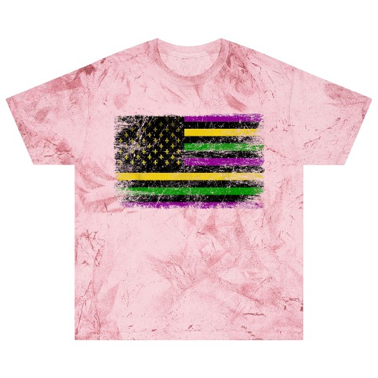 Mardi Gras Flag Green Purple Gold Blast T Shirts
