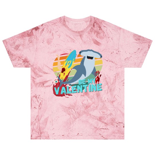 Shark be my Valentine Surf Blood Design Blast T Shirts