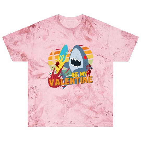 Shark be my Valentine Blood Surf Design Blast T Shirts