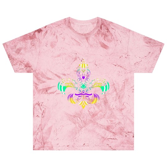 Purple, Green And Golden Patterned Fleur De Lis Blast T Shirts