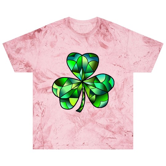 Green Gradation Stained Glass Irish Clover Blast T Shirts