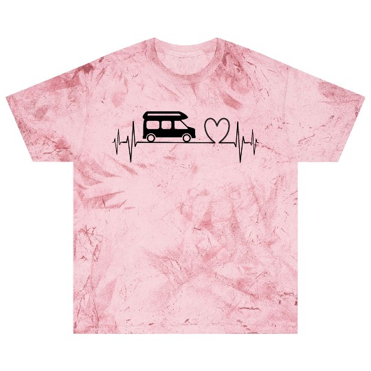 Camper Van camping Ecg heartbeat heart black Blast T Shirts