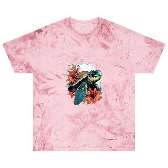 Turtle Hawaiian Sea Turtles Hibiscus Flower Blast T Shirts