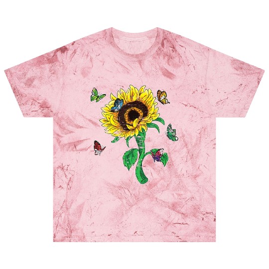 Aesthetics Sunflowers Nature Butterflies Yellow Su Blast T Shirts