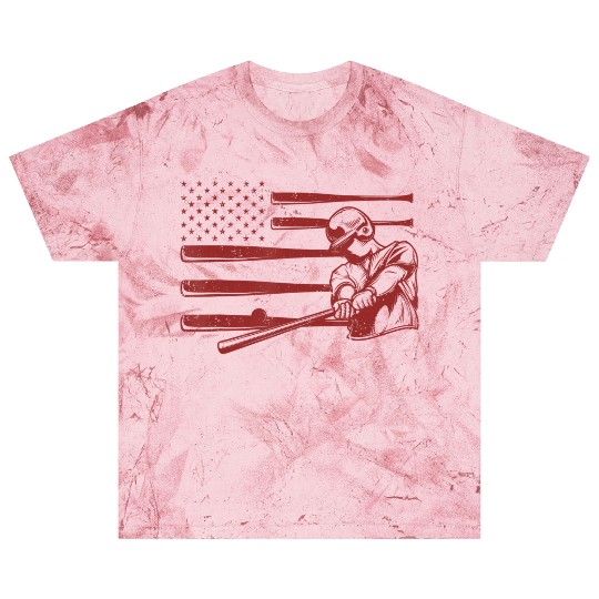 Baseball Player Batter Baseball Bat USA Flag Blast T Shirts