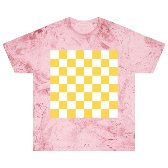 Yellow checker rectangle background. Blast T Shirts