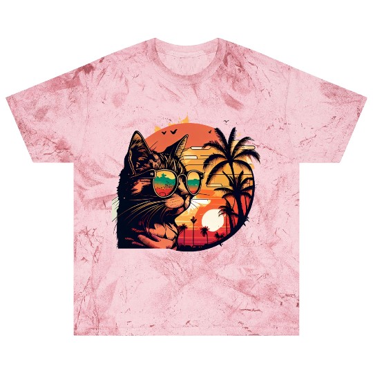 Retro Cat Vintage Sunset 80s 90s Sunglasses Party Blast T Shirts