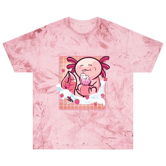 Kawaii Axolotl Strawberry Milk Shake Funny Sushi Blast T Shirts