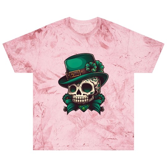 Sugar Skull Wearing A Hat St. Patrick's Day Design Blast T Shirts