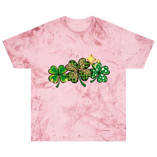 Happy Patricks Day With Leaf Green And Leopard Blast T Shirts
