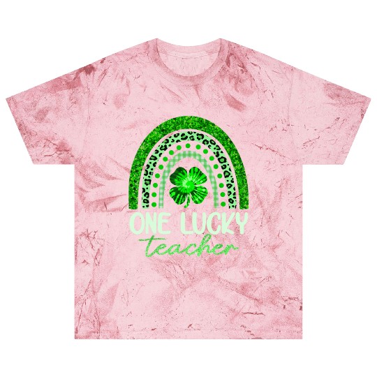 One Lucky Teacher, Rainbow Shamrock Green Clover Blast T Shirts