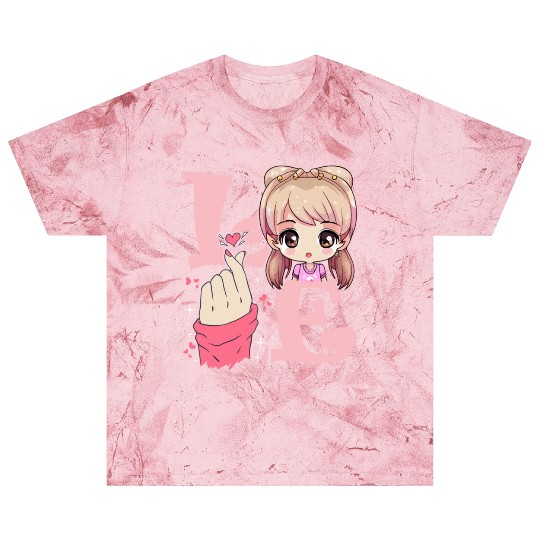 Love Saranghae Finger Heart Korean Anime Chibi Kpo Blast T Shirts