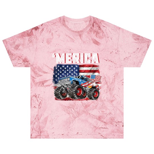 Monster Truck USA Merica Men Boys 4th of July Blast T Shirts