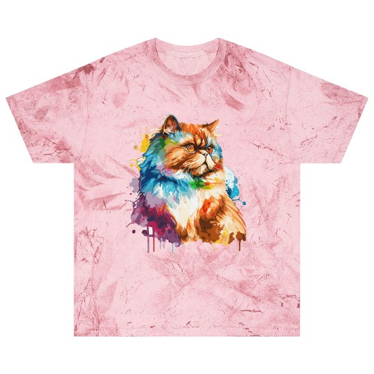 Watercolor Persian Cat Colorful Persian Cats Lover Blast T Shirts