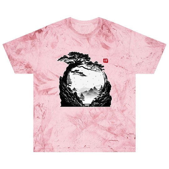 Japanese Zen Circle Landscape Buddhism Bonsai Tree Blast T Shirts