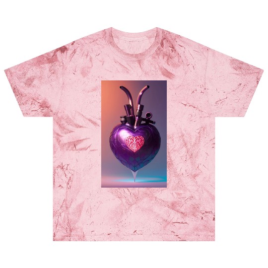 Modern Art Heart Robotic Futuristic Purple Design Blast T Shirts