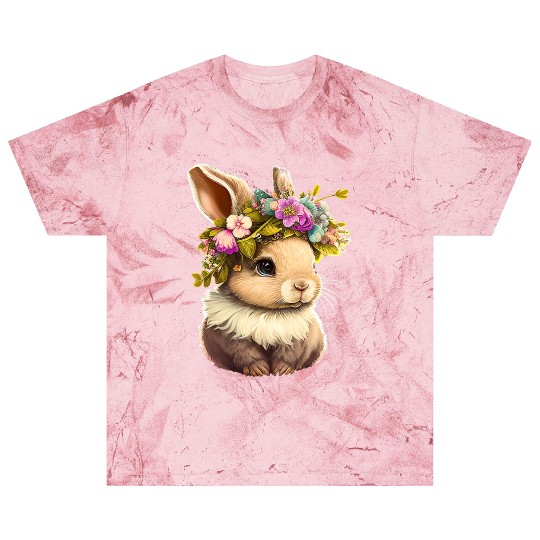 Easter Bunny Rabbit Women Happy Bunny Flower Grap Blast T Shirts