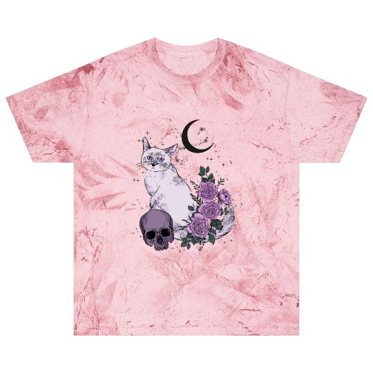 Gothic Cat and Roses Blast T Shirts