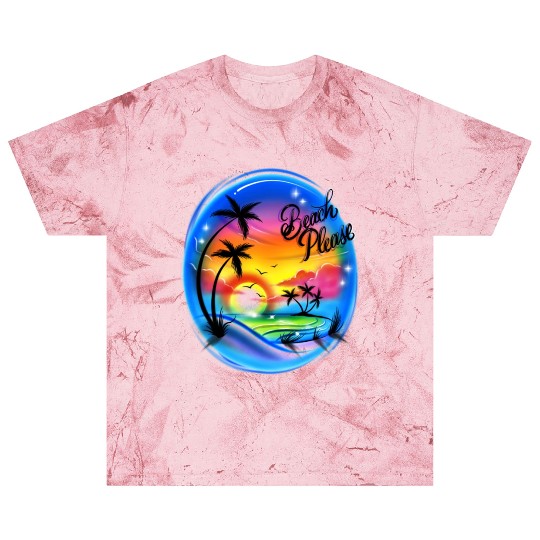 Beach Please Airbrush Colorful Blast T Shirts