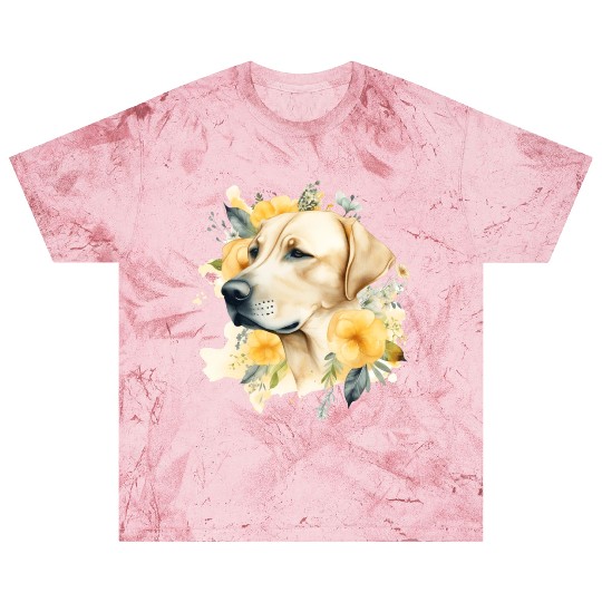 Yellow Lab Dog Watercolor Floral Blast T Shirts