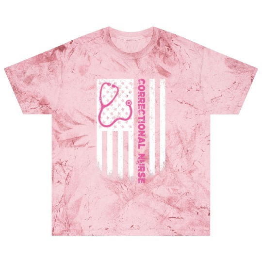 Correctional Nurse American flag US Stethoscope Blast T Shirts