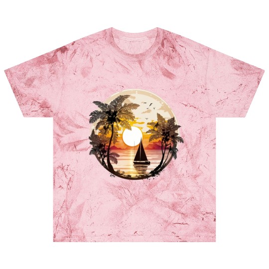 Beach Sunset Sailboat Palm Trees Ocean Vacation 5 Blast T Shirts