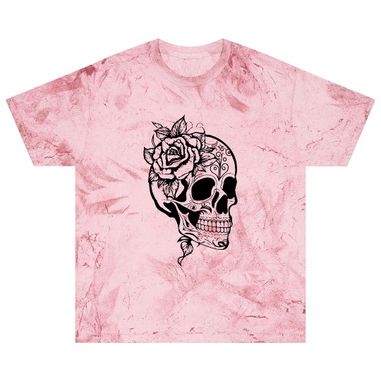 Skull Dia de los Muertos Halloween Tattoo Rose Blast T Shirts