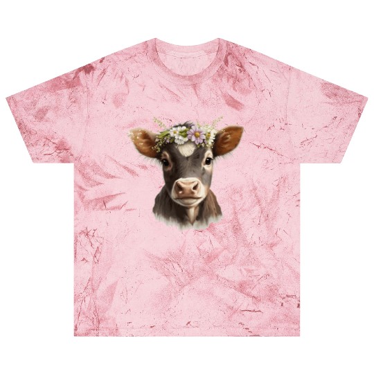 Calf Flower Crown Baby Cow Floral Farm Animal Pet Blast T Shirts