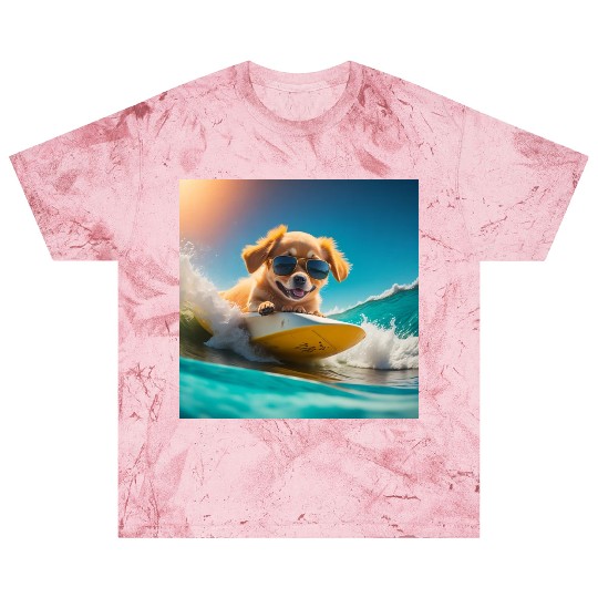 A cute hyper golden dog surfing in the sea Blast T Shirts