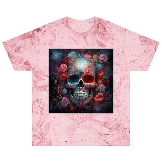 Pastel Flowery Skull Blast T Shirts