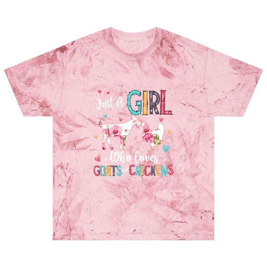 Cute Just A Girl Who Loves Chickens Goats Farmer Blast T Shirts