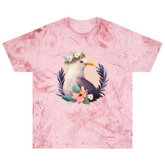 Cute Seagull Bird Flower Crown Floral Birds Blast T Shirts