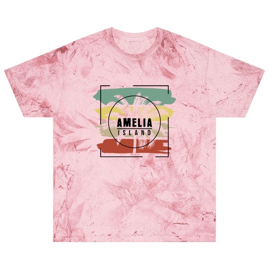 Amelia Island Florida Palm Tree Retro Artistic Blast T Shirts