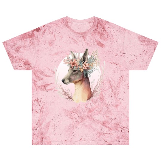 Watercolor Kangaroo Flower Crown Australian Animal Blast T Shirts