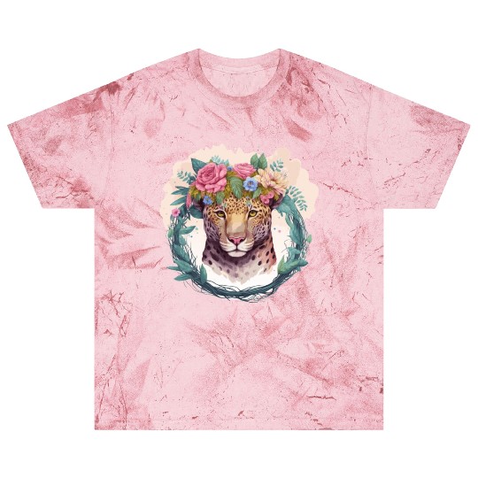 Jaguar Flower Crown Floral Watercolor Blast T Shirts