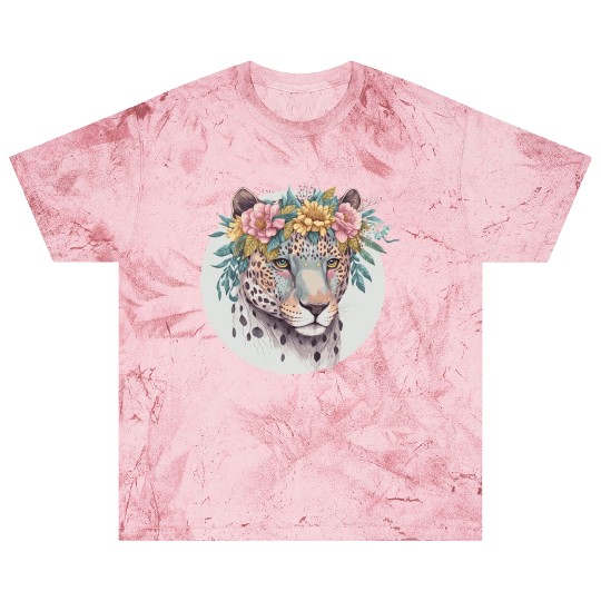 Floral Jaguar Flower Crown Watercolor Animal Blast T Shirts
