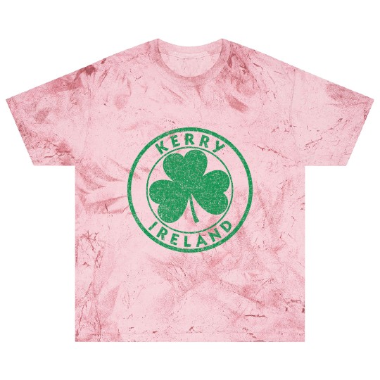 Kerry Ireland Shamrock Sign Distressed Green Print Blast T Shirts