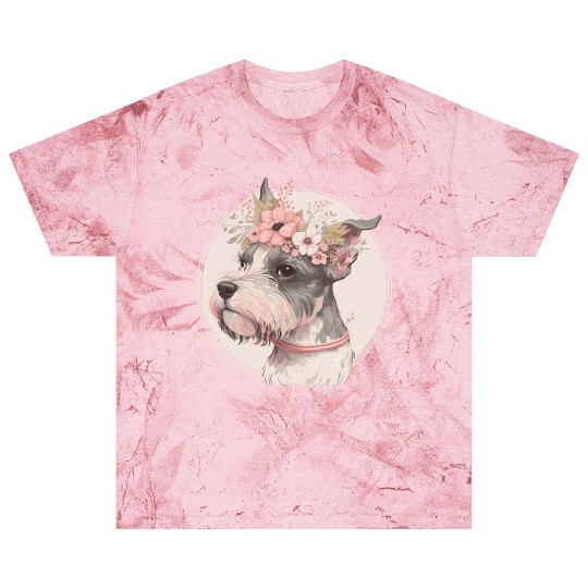 Cute Miniature Mini Schnauzer Flower Crown Pet Dog Blast T Shirts