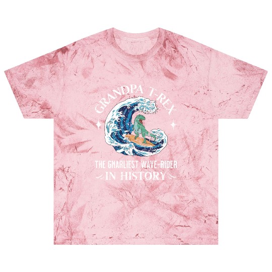 Grandpa Surfing T-Rex Surf Dinosaur Blast T Shirts
