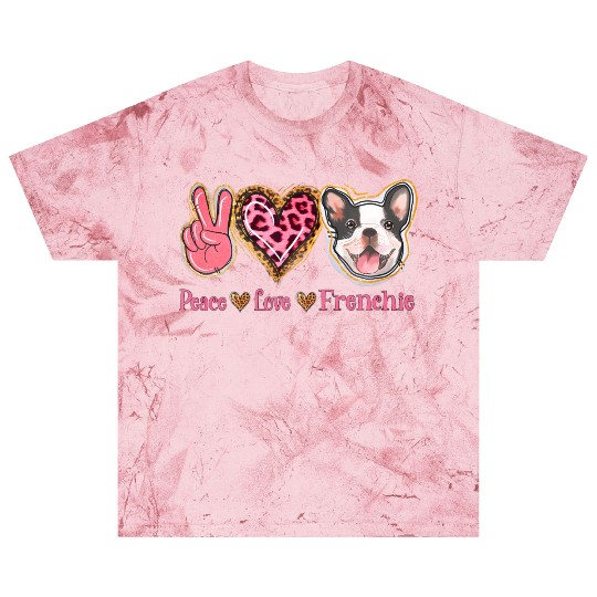 Leopard Peace Love Frenchie Funny Dog Mom Mothers Blast T Shirts