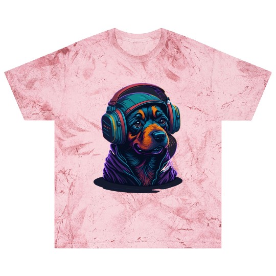 Cute Rottweiler Dog Wearing Headset for Gamer Blast T Shirts