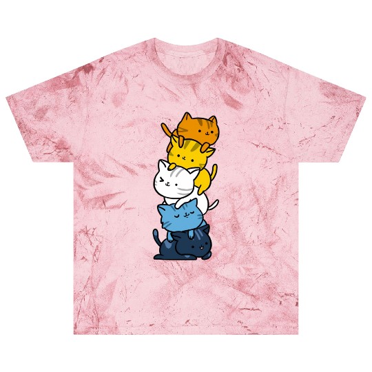Kawaii Cat Pile Aroace Pride Flag Blast T Shirts