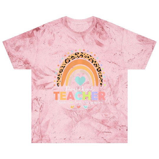 Rainbow Teach Love Inspire Preschool Teacher Back Blast T Shirts