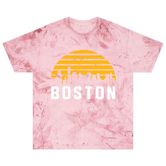 Boston Massachusetts Cityscape Yellow Blast T Shirts