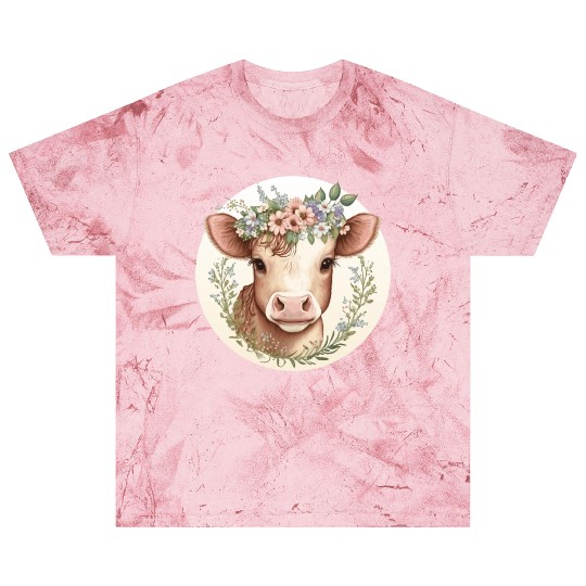 Cottagecore Cute Baby Cow Calf Floral Farm Animal Blast T Shirts