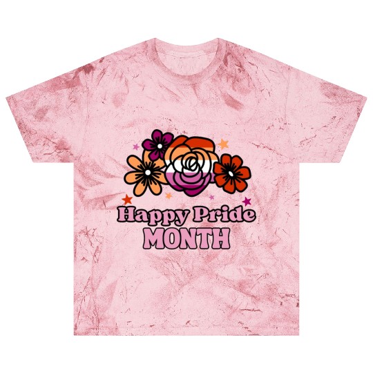 LGBTQ Lesbian Flag Flowers, Happy Pride Month Blast T Shirts